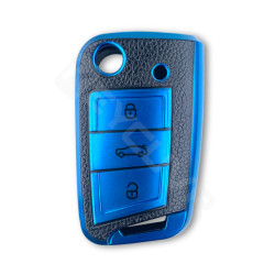 VW / SEAT / Skoda Flip Remote Artificial Leather TPU Key Cover